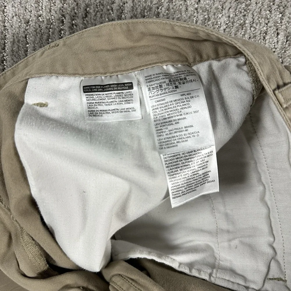 Levis Cargo Shorts Mens 38 Khaki Tan‎ 100% Cotton Multi Pocket Casual